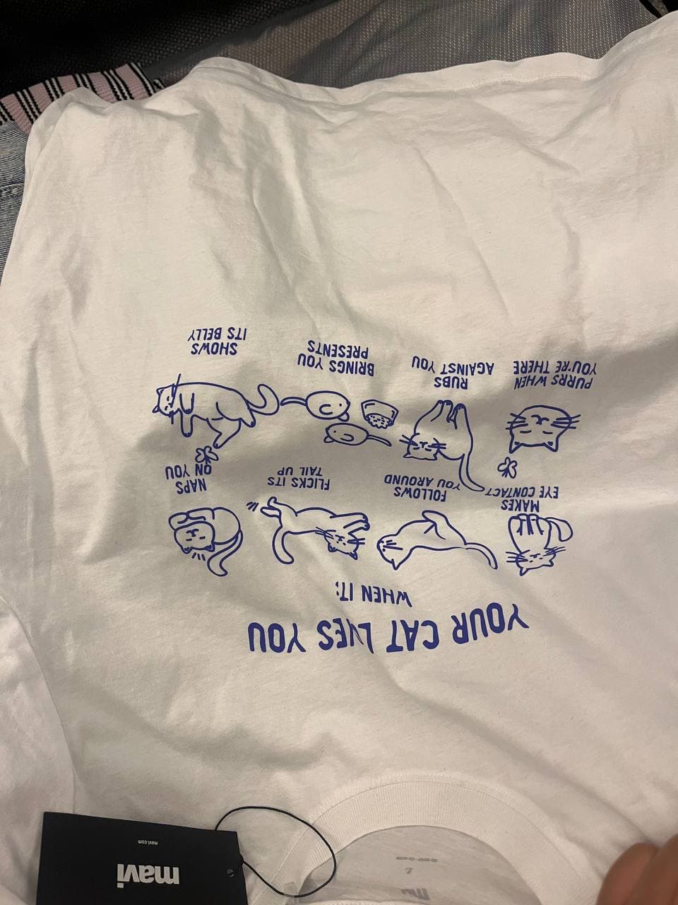 T-Shirt with Cat Illustration